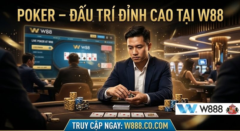 Game bài Poker đấu trí đỉnh cao tại casino trực tuyến W88, lấy link W888 chính thức ngay