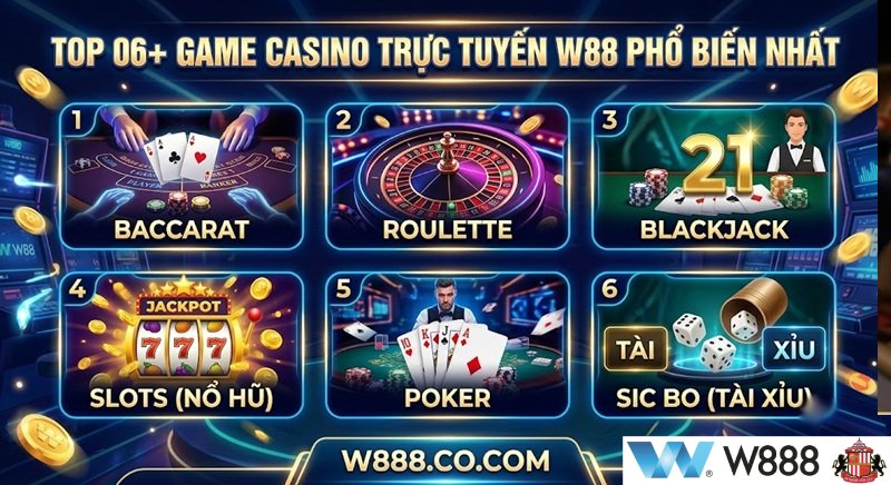 Top 6 game casino trực tuyến W88 phổ biến nhất, lấy link W888 chuẩn tại W888.Co.Com