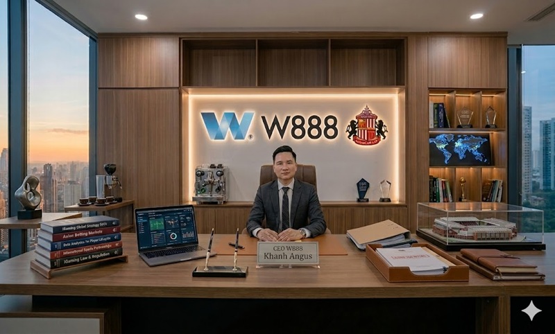 Tác Giả Khanh Angus: CEO & Người Định Hướng Nhà Cái W888 Chân dung CEO Khanh Angus tại văn phòng điều hành của nhà cái W888.