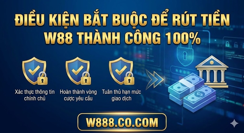Hướng Dẫn Rút Tiền W88 Về Ngân Hàng An Toàn, Siêu Tốc 2026 Điều kiện bắt buộc để rút tiền W88 thành công 100% về tài khoản ngân hàng tại W888.co.com.
