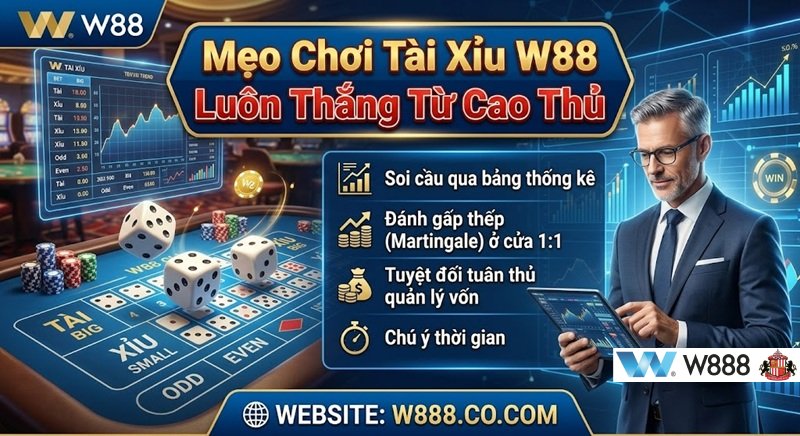 Mẹo chơi Tài Xỉu W88 luôn thắng từ cao thủ được chia sẻ trên website W888.Co.Com
