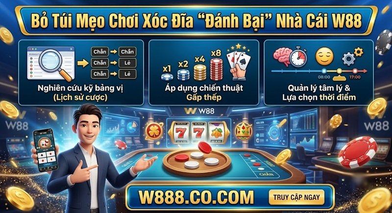 Bỏ túi mẹo chơi Xóc Đĩa W88 đánh bại nhà cái hiệu quả tại W888.Co.Com