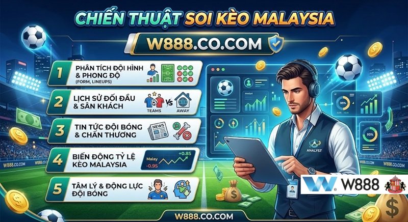 Chiến thuật soi kèo Malaysia hiệu quả với 5 bước phân tích từ chuyên gia tại W888