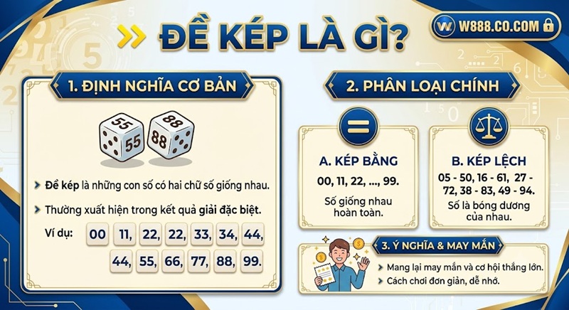 Đề Kép Là Gì? Dấu Hiệu Đề Báo Kép Chuẩn Xác Từ W888 Đề kép là gì? Phân loại chi tiết đề kép bằng và đề kép lệch tại trang chủ W888